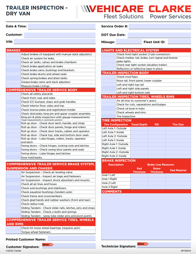 CVC316 | *NEW* Trailer Service Form - Pack of 100