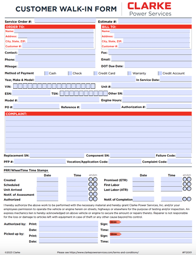 CVC315 | *NEW* Customer Walk In Form