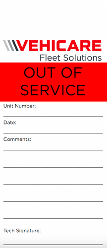 Out of Service Red Hang Tag
Pack of 100