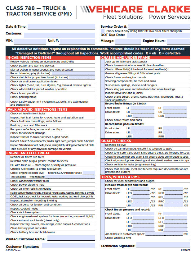 *Truck & Tractor Service Form for Class  4-8*