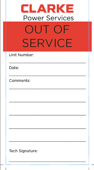 CLA413 | Clarke Out of Service Red Hang Tag